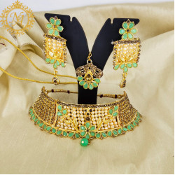 Naitikaarts Latest Choker Design Traditional Stylish Fancy Pearl Necklace Jewellery Set for Women NA-221-MINT