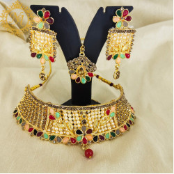 Naitikaarts Latest Choker Design Traditional Stylish Fancy Pearl Necklace Jewellery Set for Women NA-221-MULTI