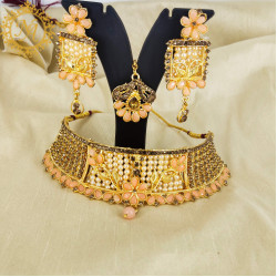 Naitikaarts Latest Choker Design Traditional Stylish Fancy Pearl Necklace Jewellery Set for Women NA-221-PICH