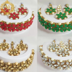 Naitikaarts Latest Choker Design Traditional Stylish Fancy Pearl Necklace Jewellery Set for Women NA-29-4-COL-RGLW