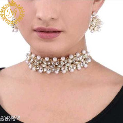 Naitikaarts Latest Choker Design Traditional Stylish Fancy Pearl Necklace Jewellery Set for Women NA-29-W