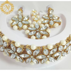 Naitikaarts Latest Choker Design Traditional Stylish Fancy Pearl Necklace Jewellery Set for Women NA-29-W