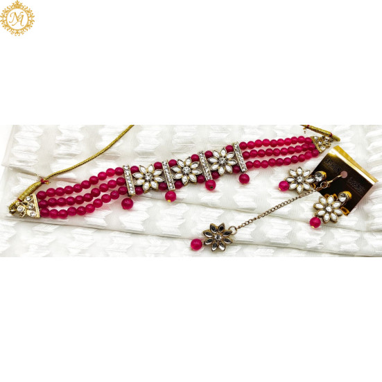 Naitikaarts Latest Choker Design Traditional Stylish Fancy Pearl Necklace Jewellery Set for Women NA-75-RAIN