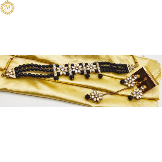 Naitikaarts Latest Choker Design Traditional Stylish Fancy Pearl Necklace Jewellery Set for Women NA-75-BLACK Naitikaarts Latest Choker Design Traditional Stylish Fancy Pearl Necklace Jewellery Set for Women NA-75-BLACK