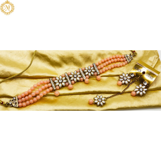 Naitikaarts Latest Choker Design Traditional Stylish Fancy Pearl Necklace Jewellery Set for Women NA-75-PICH Naitikaarts Latest Choker Design Traditional Stylish Fancy Pearl Necklace Jewellery Set for Women NA-75-PICH