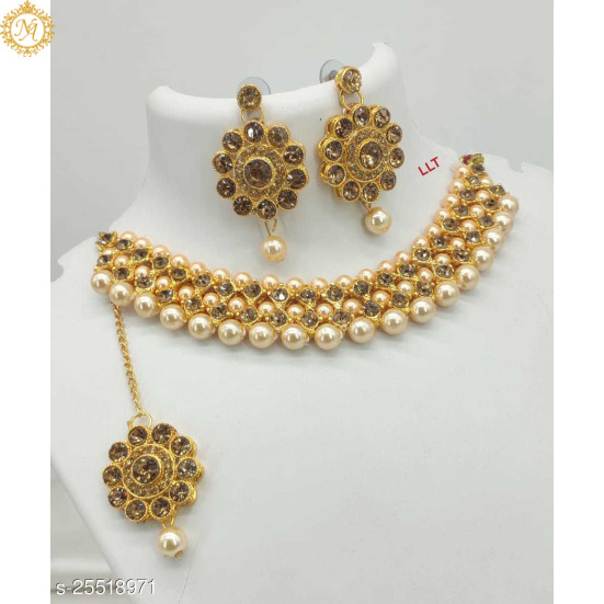 Naitikaarts Latest Choker Design Traditional Stylish Fancy Pearl Necklace Jewellery Set for Women NA-76-LCT Naitikaarts Latest Choker Design Traditional Stylish Fancy Pearl Necklace Jewellery Set for Women NA-76-LCT