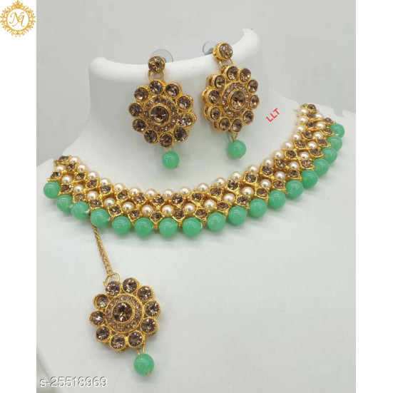 Naitikaarts Latest Choker Design Traditional Stylish Fancy Pearl Necklace Jewellery Set for Women NA-76-MINT Naitikaarts Latest Choker Design Traditional Stylish Fancy Pearl Necklace Jewellery Set for Women NA-76-MINT