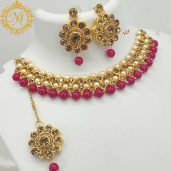 Naitikaarts Latest Choker Design Traditional Stylish Fancy Pearl Necklace Jewellery Set for Women NA-76-RAIN