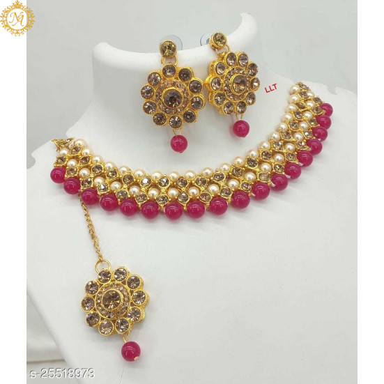 Naitikaarts Latest Choker Design Traditional Stylish Fancy Pearl Necklace Jewellery Set for Women NA-76-RAIN