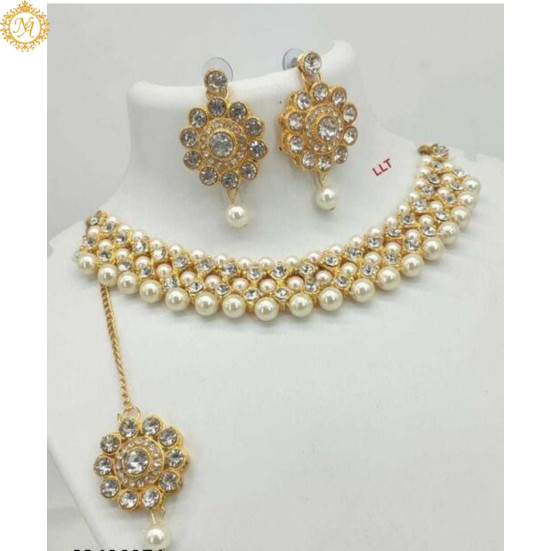 Naitikaarts Latest Choker Design Traditional Stylish Fancy Pearl Necklace Jewellery Set for Women NA-76-WHITE Naitikaarts Latest Choker Design Traditional Stylish Fancy Pearl Necklace Jewellery Set for Women NA-76-WHITE