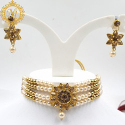 Naitikaarts Latest Choker Design Traditional Stylish Fancy Pearl Necklace Jewellery Set for Women NA-140-LCT