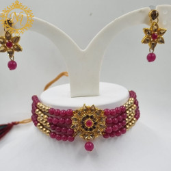 Naitikaarts Latest Choker Design Traditional Stylish Fancy Pearl Necklace Jewellery Set for Women NA-140-RANI