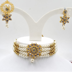 Naitikaarts Latest Choker Design Traditional Stylish Fancy Pearl Necklace Jewellery Set for Women NA-140-W