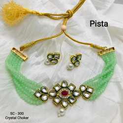 Naitikaarts Latest Choker Design Traditional Stylish Fancy Pearl Necklace Jewellery Set for Women NA-164-MINT