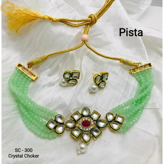 Naitikaarts Latest Choker Design Traditional Stylish Fancy Pearl Necklace Jewellery Set for Women NA-164-MINT