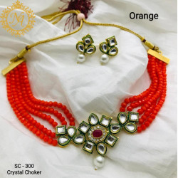 Naitikaarts Latest Choker Design Traditional Stylish Fancy Pearl Necklace Jewellery Set for Women NA-164-OREG