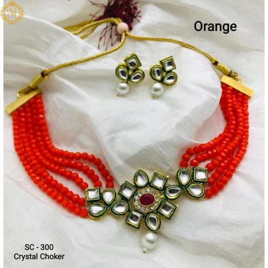 Naitikaarts Latest Choker Design Traditional Stylish Fancy Pearl Necklace Jewellery Set for Women NA-164-OREG Naitikaarts Latest Choker Design Traditional Stylish Fancy Pearl Necklace Jewellery Set for Women NA-164-OREG