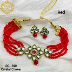 Naitikaarts Latest Choker Design Traditional Stylish Fancy Pearl Necklace Jewellery Set for Women NA-164-RED