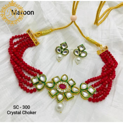 Naitikaarts Latest Choker Design Traditional Stylish Fancy Pearl Necklace Jewellery Set for Women NA-164-MARRON