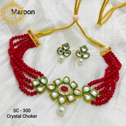 Naitikaarts Latest Choker Design Traditional Stylish Fancy Pearl Necklace Jewellery Set for Women NA-164-MARRON