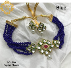 Naitikaarts Latest Choker Design Traditional Stylish Fancy Pearl Necklace Jewellery Set for Women NA-164-BLUE