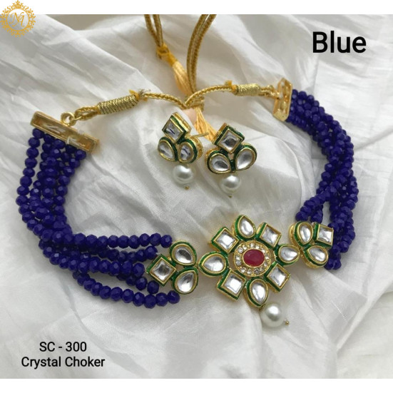 Naitikaarts Latest Choker Design Traditional Stylish Fancy Pearl Necklace Jewellery Set for Women NA-164-BLUE Naitikaarts Latest Choker Design Traditional Stylish Fancy Pearl Necklace Jewellery Set for Women NA-164-BLUE