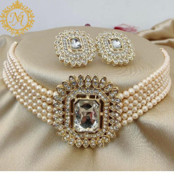 Naitikaarts Latest Choker Design Traditional Stylish Fancy Pearl Necklace Jewellery Set for Women NA-194-LCT