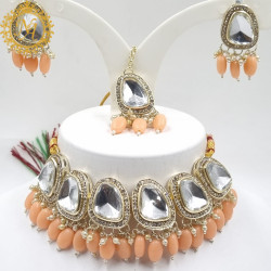 Naitikaarts Latest Choker Design Traditional Stylish Fancy Pearl Necklace Jewellery Set for Women NA-316-pich