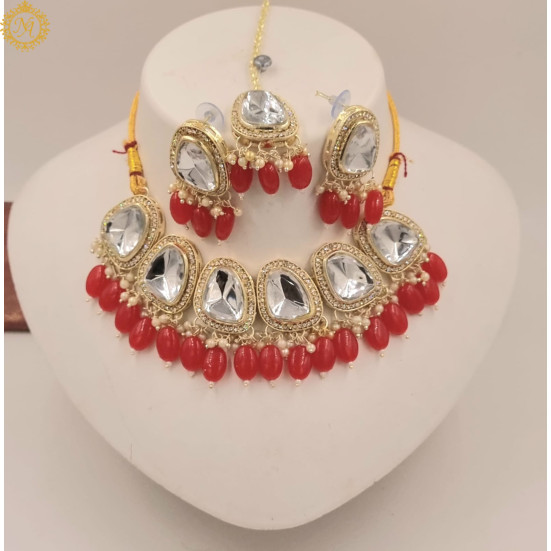 Naitikaarts Latest Choker Design Traditional Stylish Fancy Pearl Necklace Jewellery Set for Women NA-316-Red Naitikaarts Latest Choker Design Traditional Stylish Fancy Pearl Necklace Jewellery Set for Women NA-316-Red
