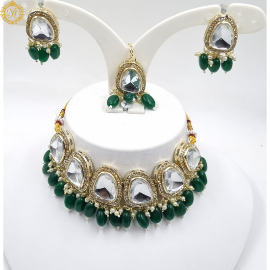 Naitikaarts Latest Choker Design Traditional Stylish Fancy Pearl Necklace Jewellery Set for Women NA-316-green Naitikaarts Latest Choker Design Traditional Stylish Fancy Pearl Necklace Jewellery Set for Women NA-316-green