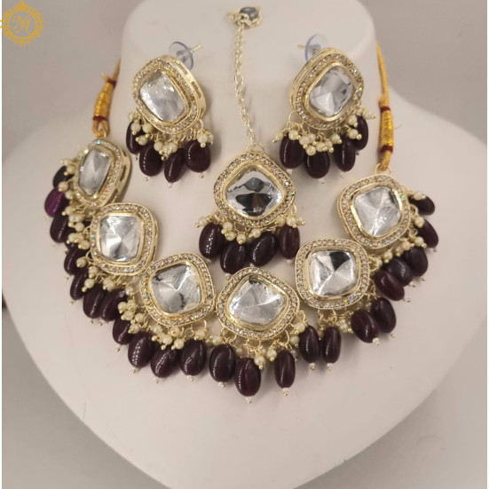 Naitikaarts Latest Choker Design Traditional Stylish Fancy Pearl Necklace Jewellery Set for Women NA-317-BLACK Naitikaarts Latest Choker Design Traditional Stylish Fancy Pearl Necklace Jewellery Set for Women NA-317-BLACK