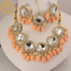 Naitikaarts Latest Choker Design Traditional Stylish Fancy Pearl Necklace Jewellery Set for Women NA-317-PICH