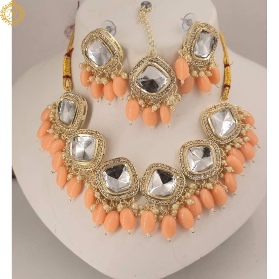 Naitikaarts Latest Choker Design Traditional Stylish Fancy Pearl Necklace Jewellery Set for Women NA-317-PICH
