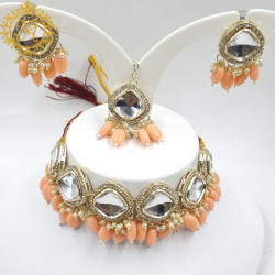 Naitikaarts Latest Choker Design Traditional Stylish Fancy Pearl Necklace Jewellery Set for Women NA-317-PICH
