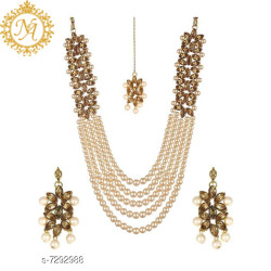 Naitikaarts Latest Long Necklace with Drop Earrings Traditional Ethnic Jewellery Set for Women and Girls. NA-01-LCT