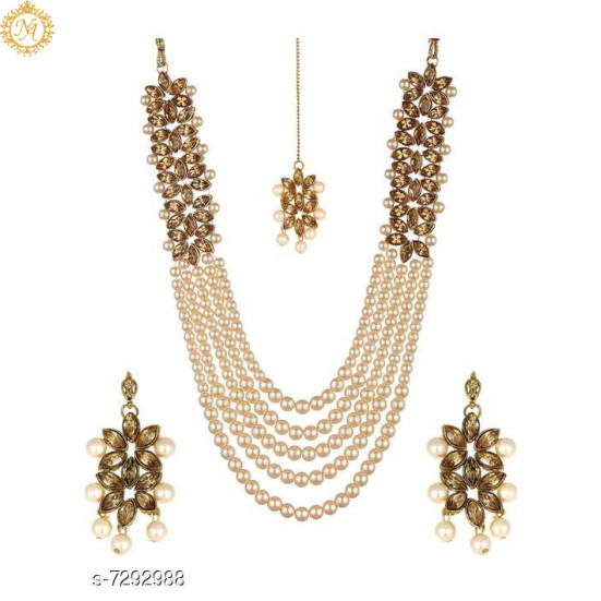 Naitikaarts Latest Long Necklace with Drop Earrings Traditional Ethnic Jewellery Set for Women and Girls. NA-01-LCT Naitikaarts Latest Long Necklace with Drop Earrings Traditional Ethnic Jewellery Set for Women and Girls. NA-01-LCT