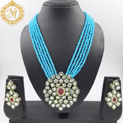 Naitikaarts Latest Long Necklace with Drop Earrings Traditional Ethnic Jewellery Set for Women and Girls. NA-134-FIROG