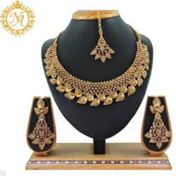 Naitikaarts Latest Necklace with Drop Earrings Traditional Ethnic Jewellery Set for Women and Girls. NA-150-LCT