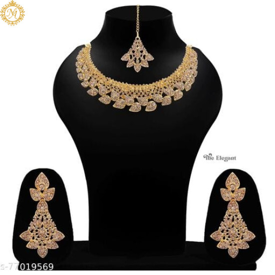 Naitikaarts Latest Necklace with Drop Earrings Traditional Ethnic Jewellery Set for Women and Girls. NA-150-LCT