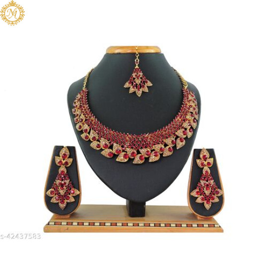 Naitikaarts Latest Necklace with Drop Earrings Traditional Ethnic Jewellery Set for Women and Girls. NA-150-RED Naitikaarts Latest Necklace with Drop Earrings Traditional Ethnic Jewellery Set for Women and Girls. NA-150-RED