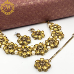 Naitikaarts Latest Choker Design Traditional Stylish Fancy Pearl Necklace Jewellery Set for Women NA-179-LCT