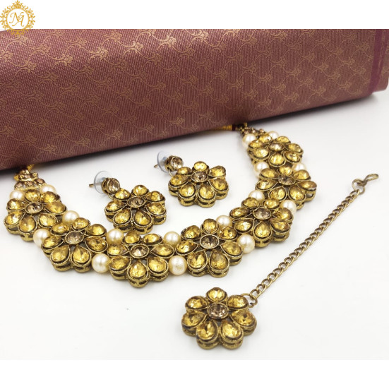 Naitikaarts Latest Choker Design Traditional Stylish Fancy Pearl Necklace Jewellery Set for Women NA-179-LCT Naitikaarts Latest Choker Design Traditional Stylish Fancy Pearl Necklace Jewellery Set for Women NA-179-LCT