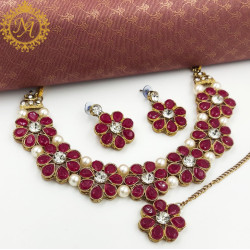 Naitikaarts Latest Choker Design Traditional Stylish Fancy Pearl Necklace Jewellery Set for Women NA-179-RANI
