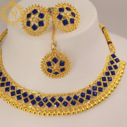 Naitikaarts Latest Choker Design Traditional Stylish Fancy Pearl Necklace Jewellery Set for Women NA-279-BLUE