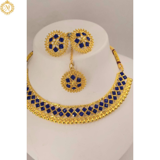 Naitikaarts Latest Choker Design Traditional Stylish Fancy Pearl Necklace Jewellery Set for Women NA-279-BLUE Naitikaarts Latest Choker Design Traditional Stylish Fancy Pearl Necklace Jewellery Set for Women NA-279-BLUE