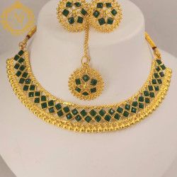 Naitikaarts Latest Choker Design Traditional Stylish Fancy Pearl Necklace Jewellery Set for Women NA-279-GREEN