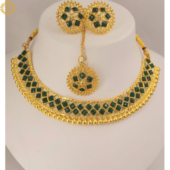 Naitikaarts Latest Choker Design Traditional Stylish Fancy Pearl Necklace Jewellery Set for Women NA-279-GREEN Naitikaarts Latest Choker Design Traditional Stylish Fancy Pearl Necklace Jewellery Set for Women NA-279-GREEN