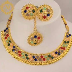 Naitikaarts Latest Choker Design Traditional Stylish Fancy Pearl Necklace Jewellery Set for Women NA-279-MULTE