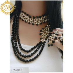 Naitikaarts Latest Necklace Traditional Ethnic Jewellery Set for Women and Girls NA-05-BLACK