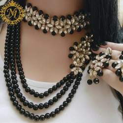 Naitikaarts Latest Necklace Traditional Ethnic Jewellery Set for Women and Girls NA-05-BLACK